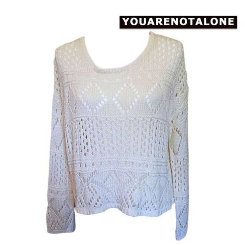 Youarenotalone Women's Long sleeves Open Stitch‎ Pullover Sweater